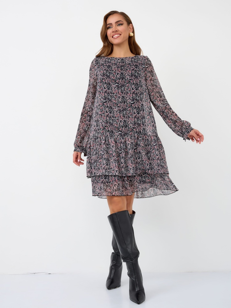 Платье шифоновое с воланом